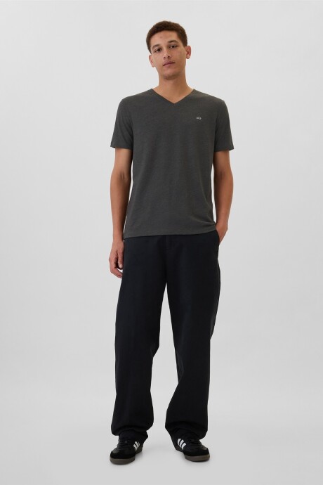 Remera Cuello V Mini Logo Gap Hombre Charcoal Heather