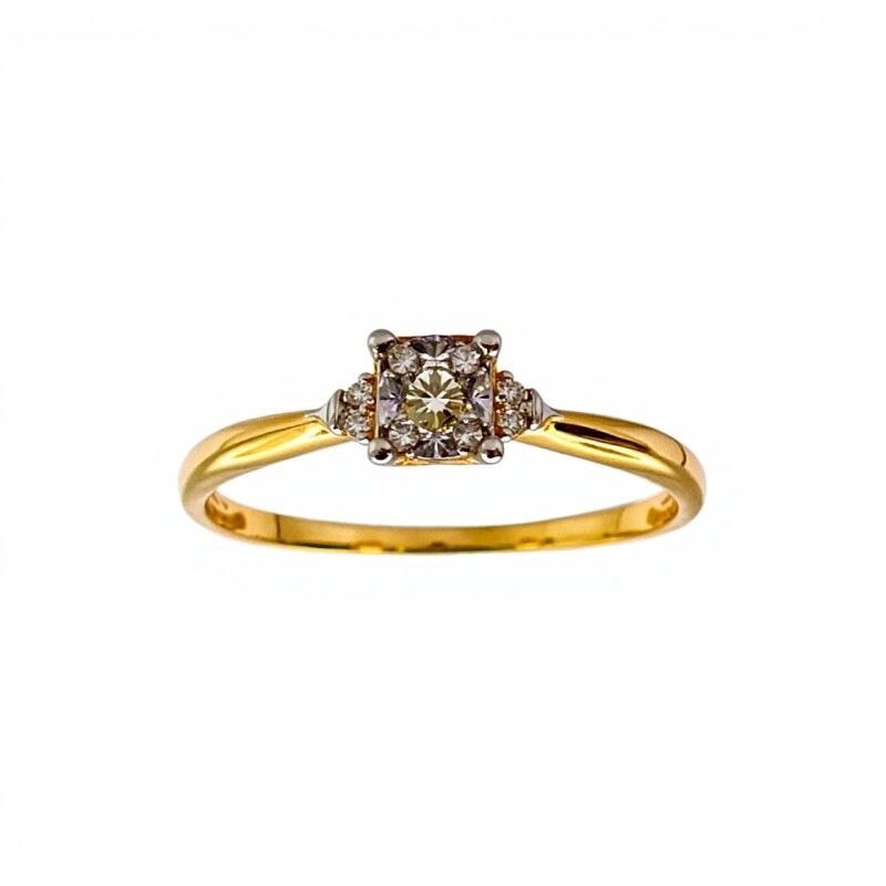 Anillo Halo-Oro bajo-Piedra Zirconia-AN8062 conpiedra