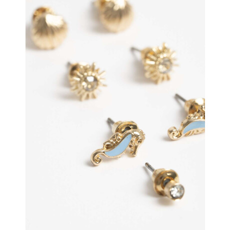 Set De Aros Pasantes Playeros Dorado