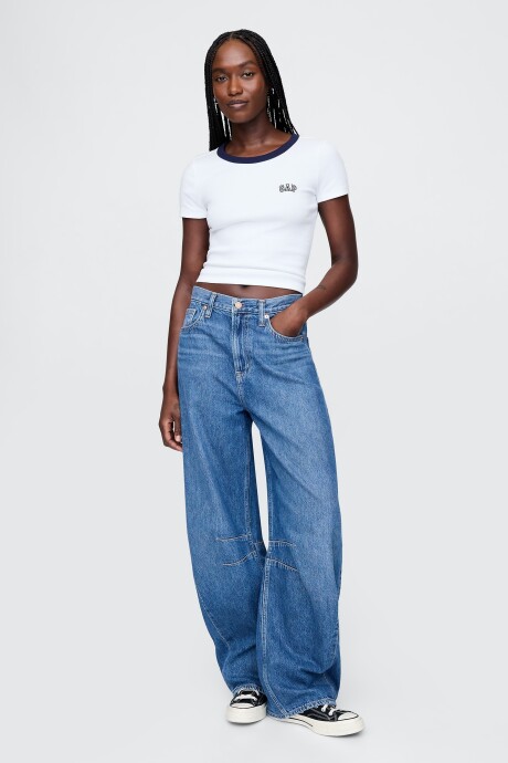 Remera Mini Logo Gap Mujer White Navy Combo