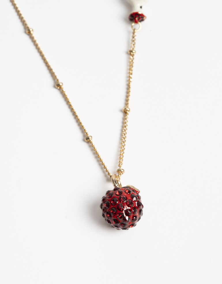 Cadena Corta con Dije Color Cadena Corta Dije Fruta - Rojo Medio