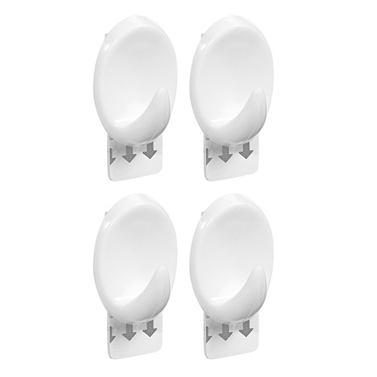 Gancho oval x4 con adhesivo P - BLANCO 