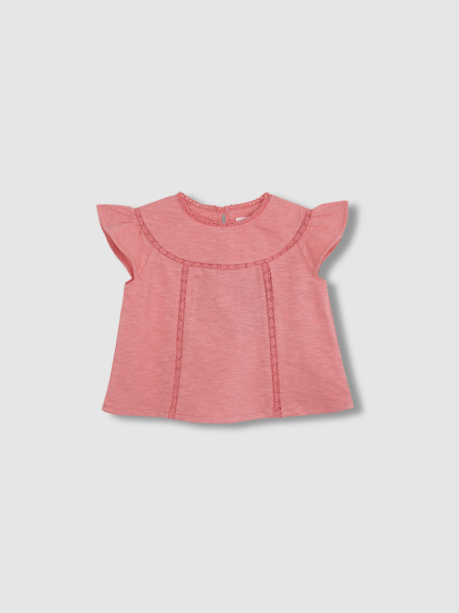 Camiseta Con Tiras Rosa