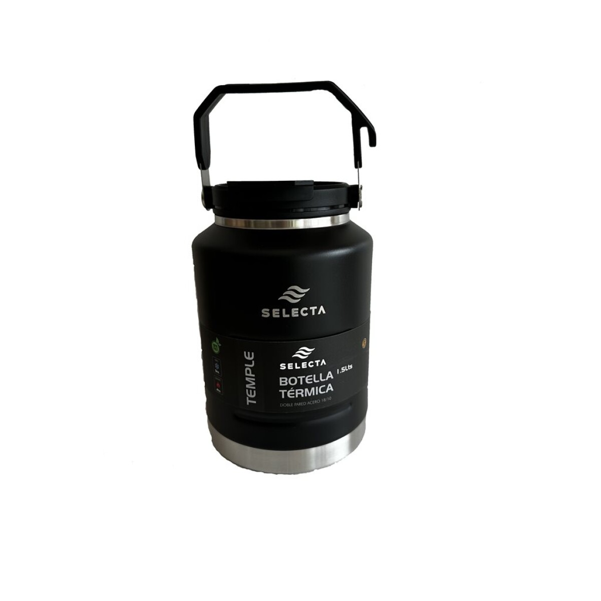 BOTELLA TERMICA 1.5L ACERO C/PICO NEGRO 