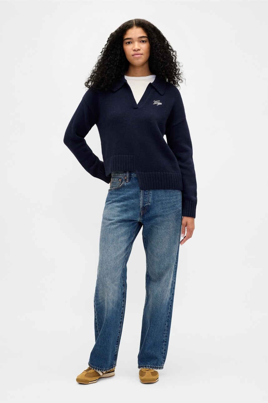 Buzo Polo Logo Gap Mujer Navy Uniform