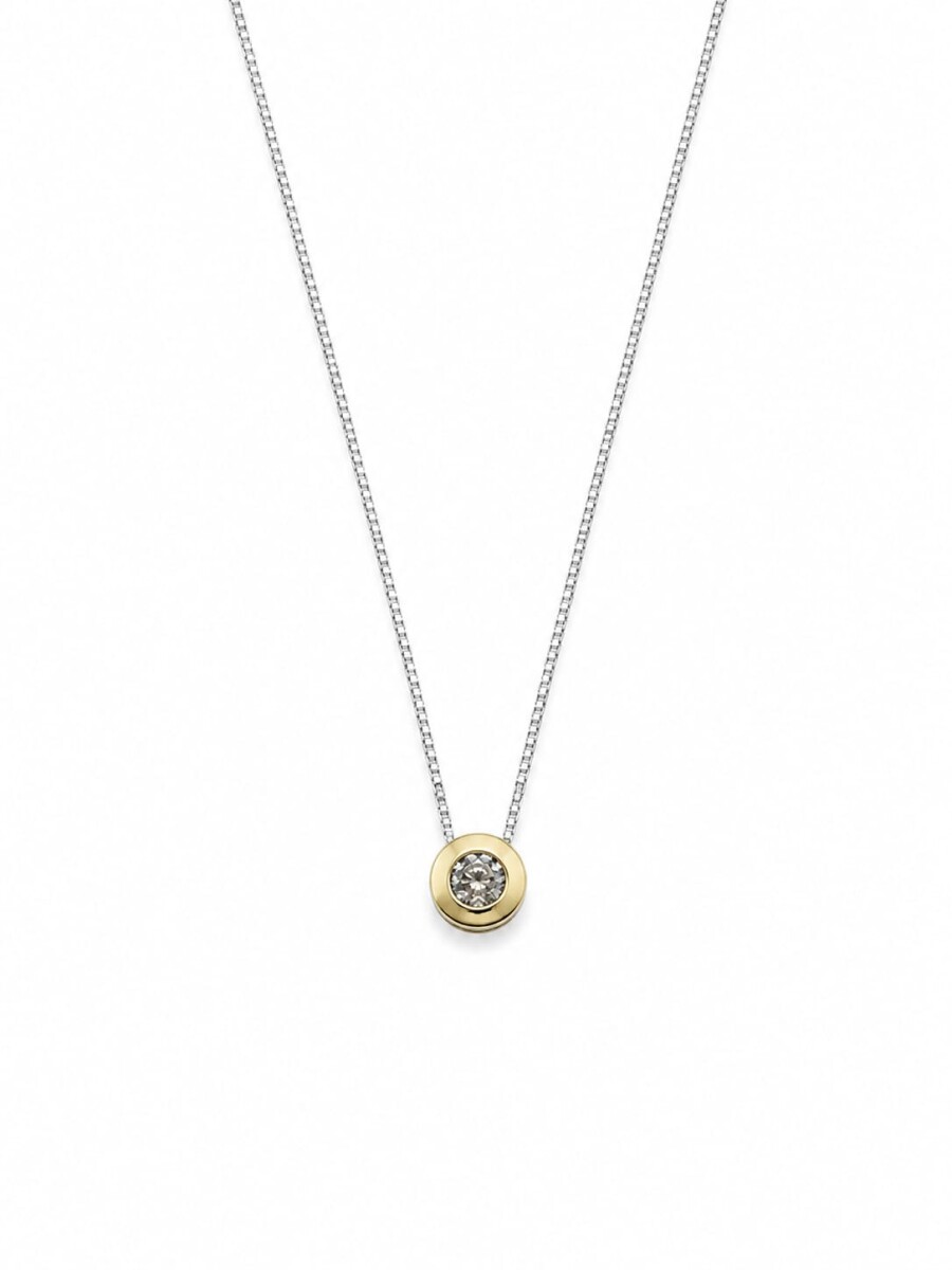 Conjunto cadena colgante punto de luz plata y oro 