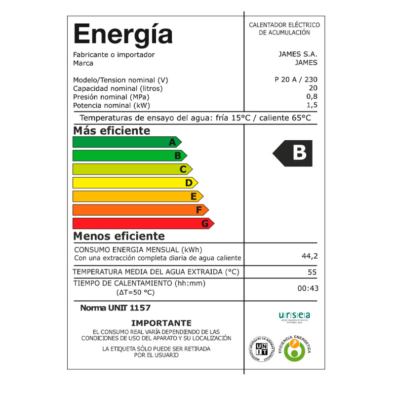 Termotanque James L/prisma 20l Termotanque James L/prisma 20l