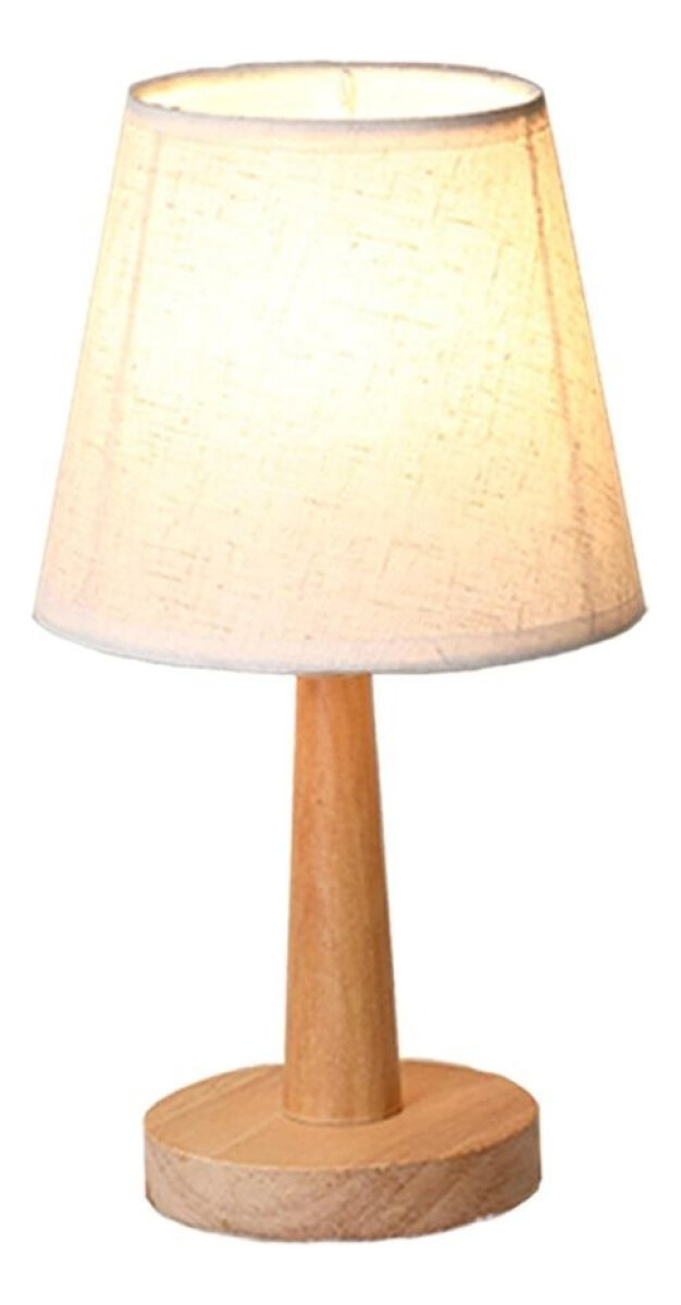 Lampara Portatil De Mesa Velador Nordica Madera Y Lino Cali - Blanco 