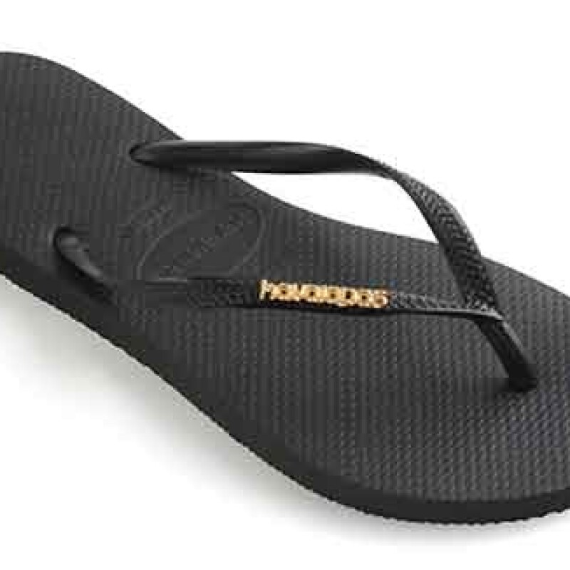 Sandalias de Mujer Havaianas Slim Logo Metallic Negro - Dorado