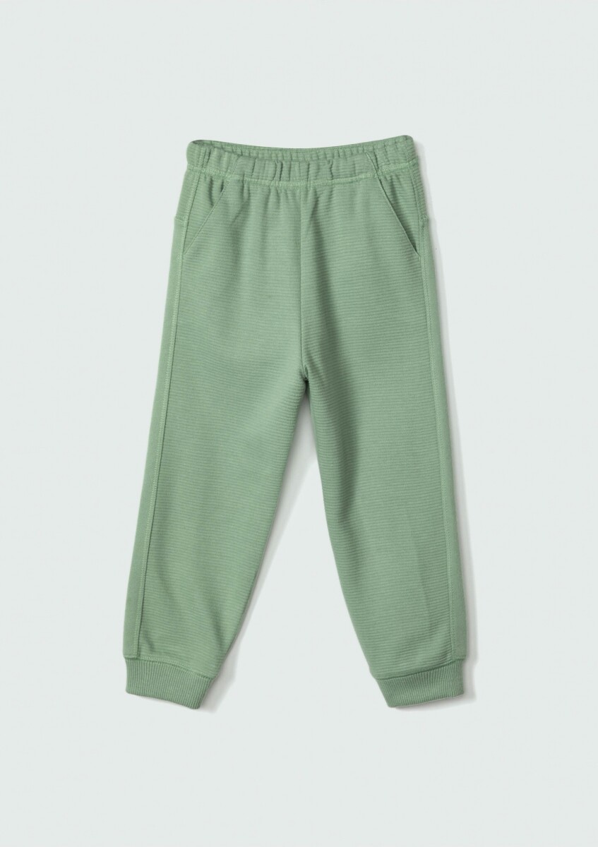 PANTALÓN BABUCHA INFANTIL EN TELA ACANALADA - VERDE 