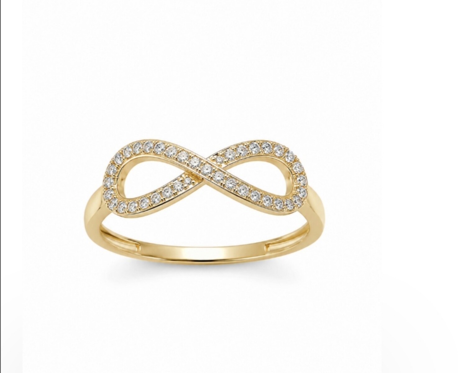 ANILLO MODELO INFINITO EN ORO 10K CON ZIRCONIAS 
