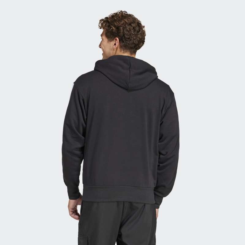 Canguro Adidas French Terry 3 Rayas Essentials Negro