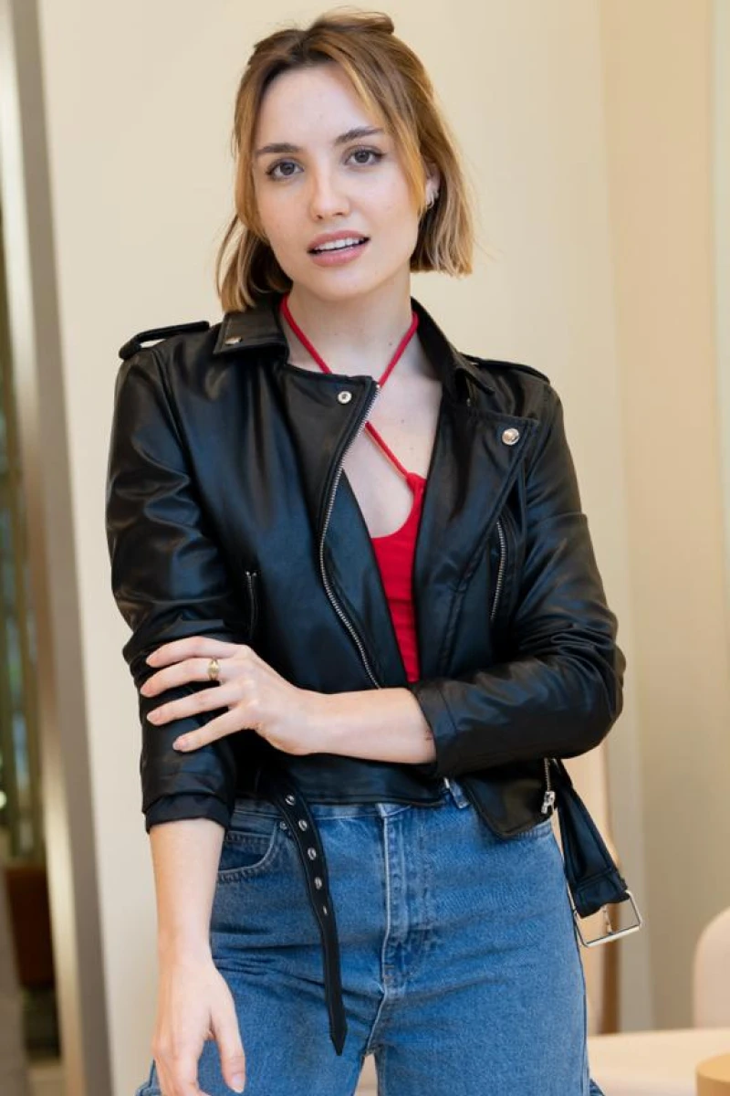 Chaqueta efecto cuero Negro