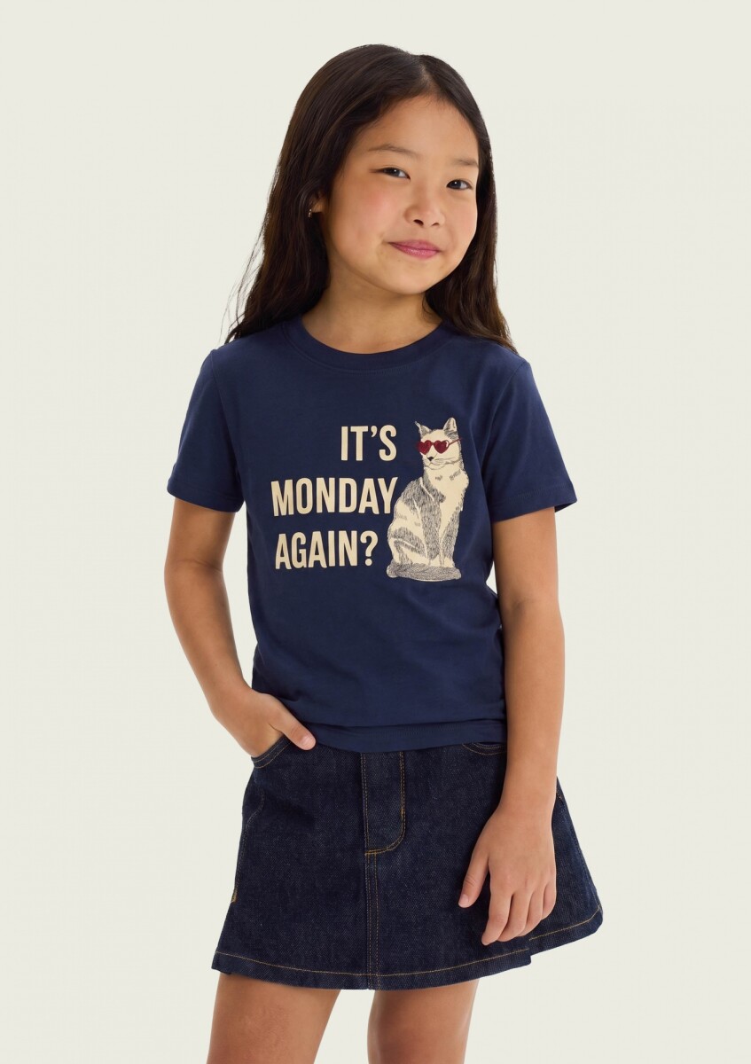 CAMISETA BÁSICA INFANTIL CON ESTAMPA - BLUSA MM FEM 