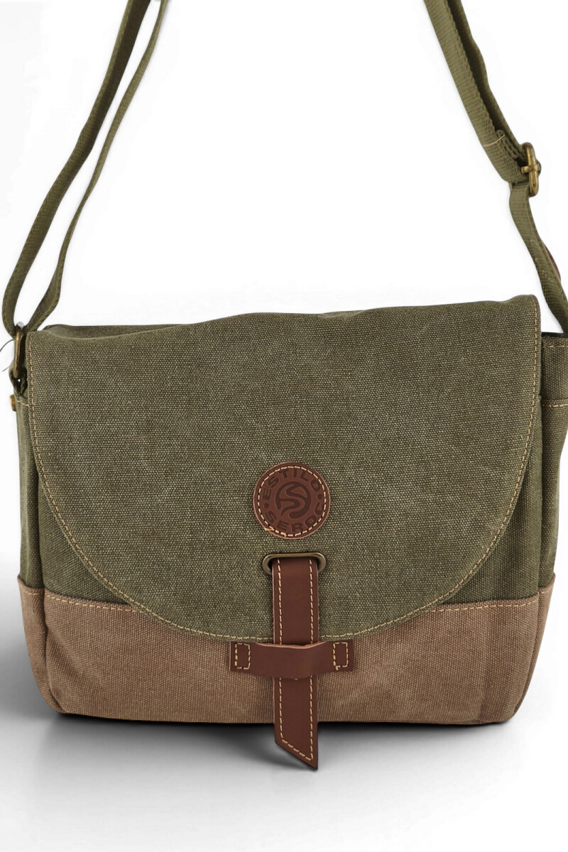 Morral con solapa Verde con Marrón