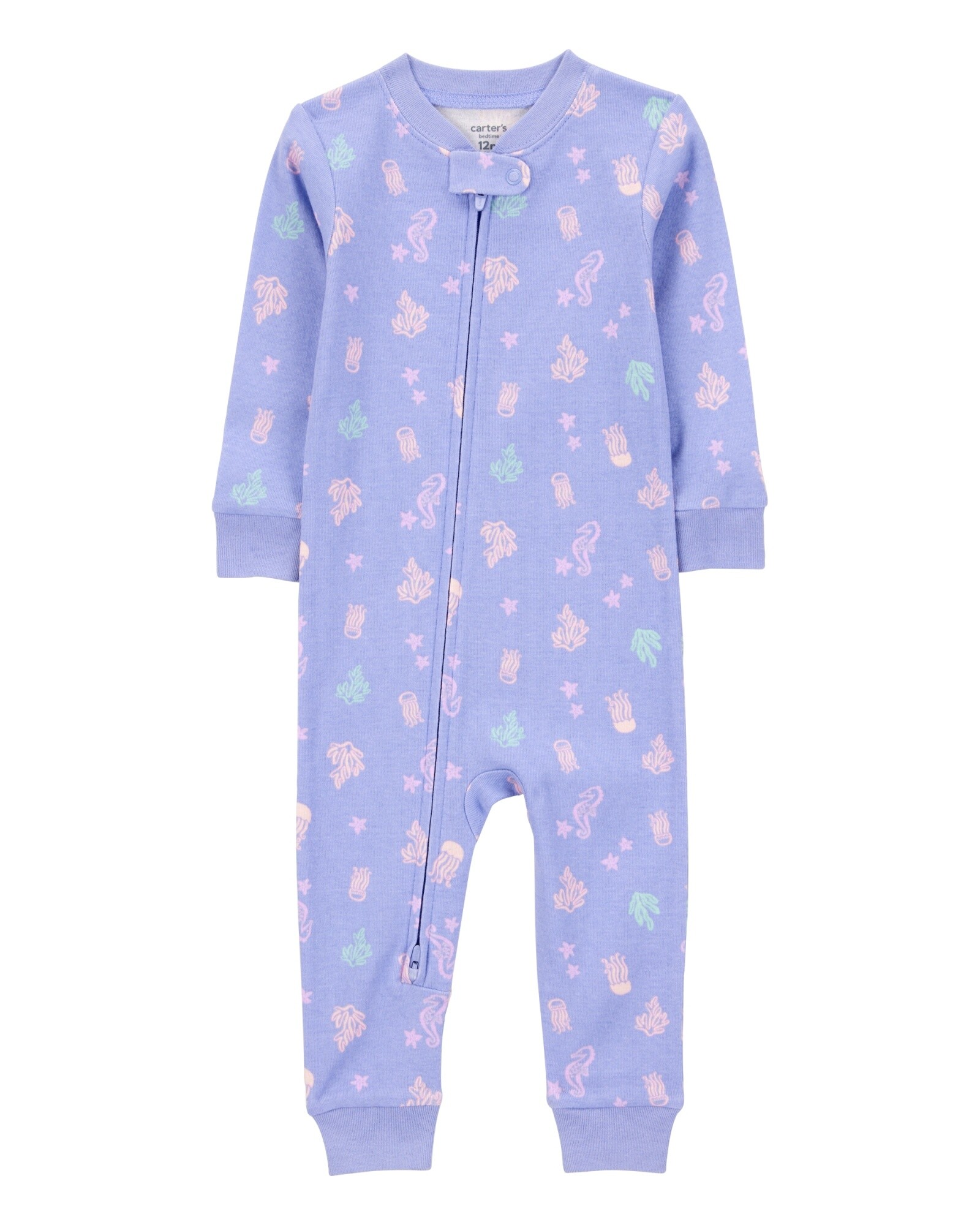 Pijama una pieza de algodón, diseño marino. Talles 12-24M Sin color