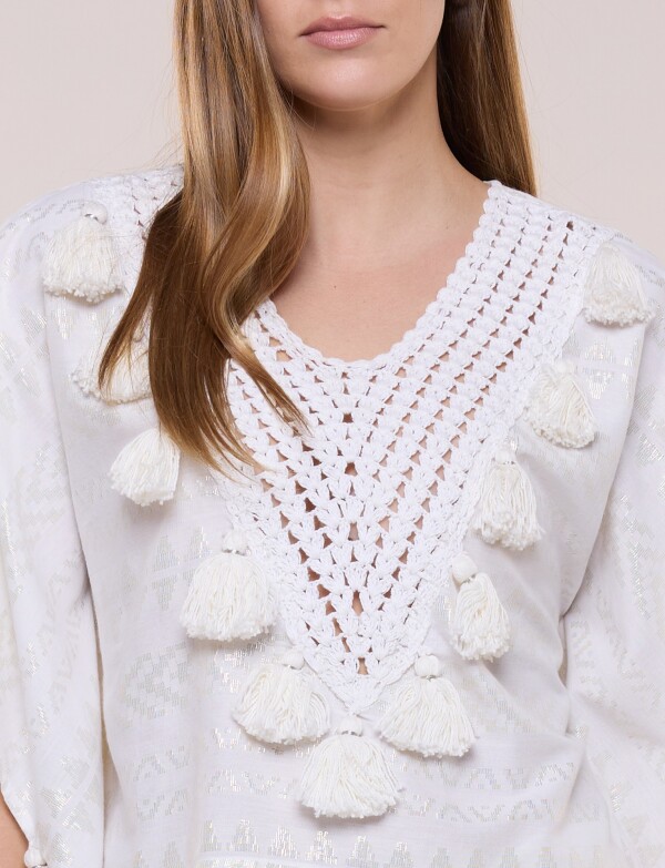 Blusa Fluida Con Brillos CRUDO