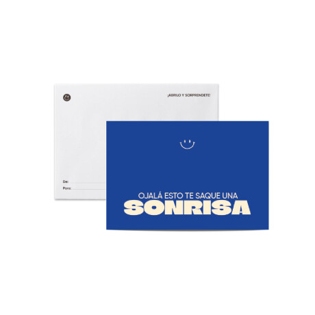 Tarjeta azul y amarillo con sobre "Sonrisa" Sc