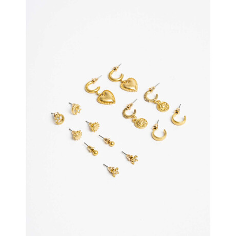 Set Aros Moneds Y Soles Dorado Oro Amarillo