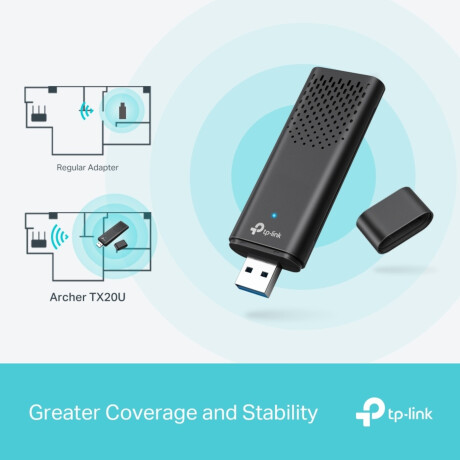 Tp-link - Adaptador de Red. Archer TX20U. Velocidad 1800 Mbps. USB 3.0. Doble Banda. Color Negro. 001