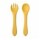 Set Infantil de Cubiertos con Cuchara y Tenedor en Silicona Mostaza