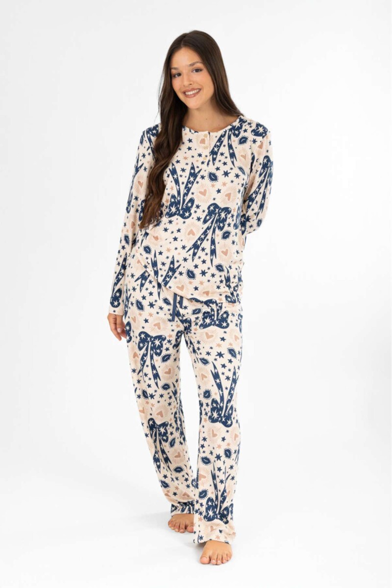 Pijama lucky girl peach - Marfil 