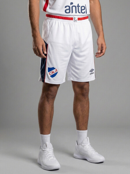 SHORT OFICIAL BASKET 2025 Nacional Hombre Blanco, Azul Marino, Rojo
