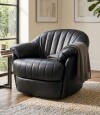 Butaca Giratoria 100% Cuero Paris Negro