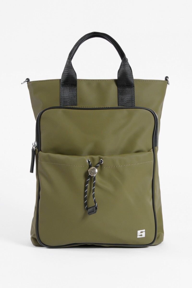 Mochila porta laptop con bolsillo fruncido verde