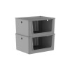 Caja organizadora con tapa y abertura frontal Gris