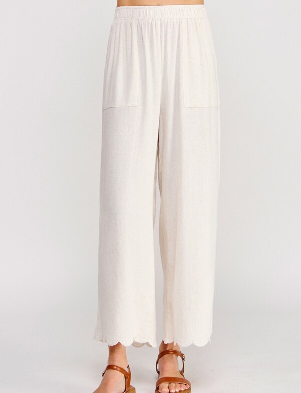 Pantalon Lino Festoneado BEIGE CLARO