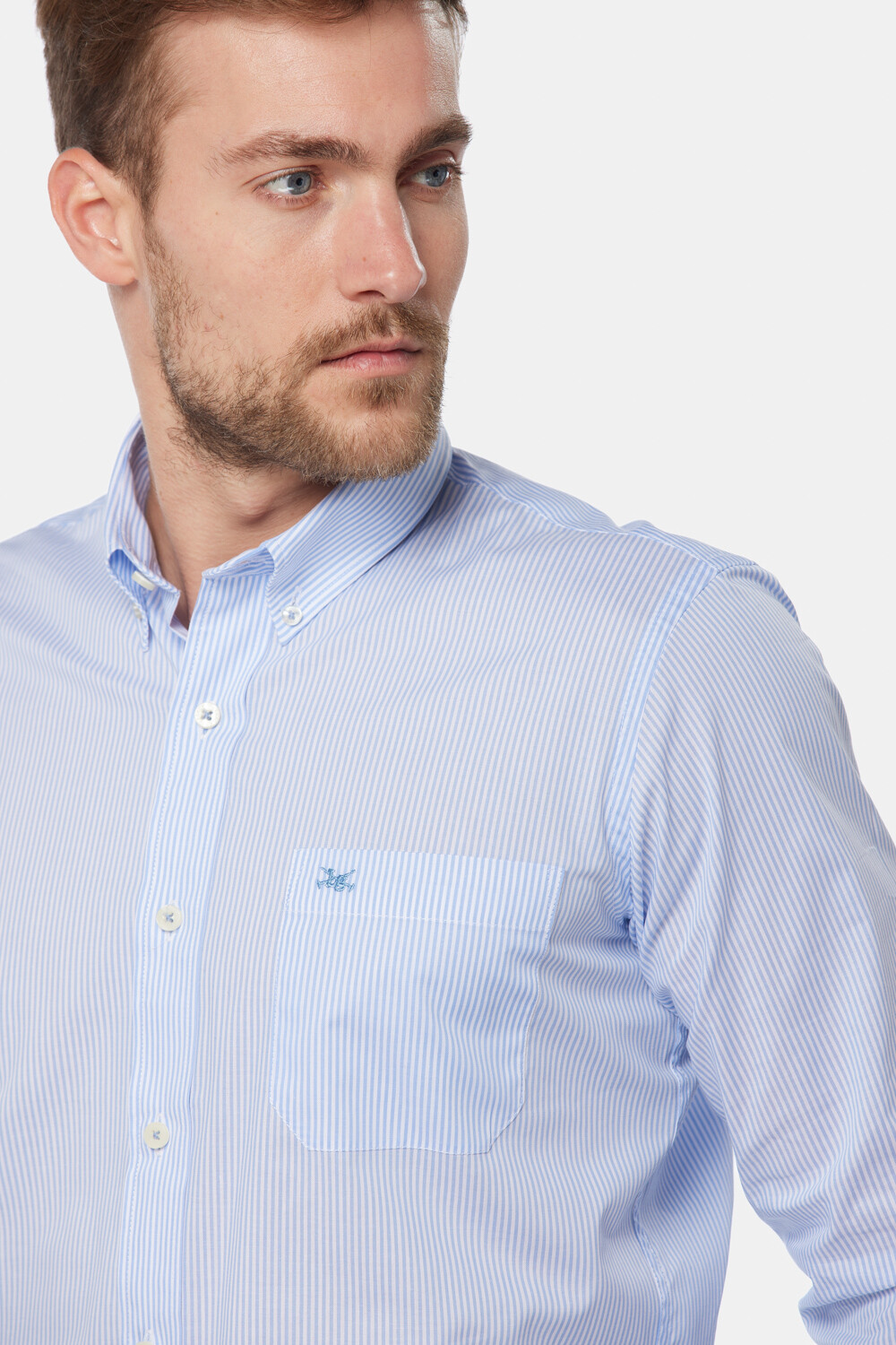 CAMISA SPORT A RAYAS Celeste