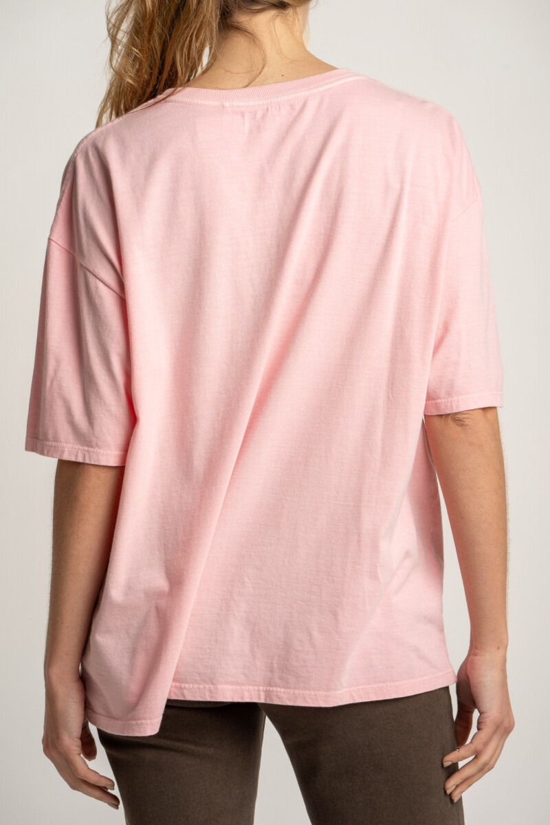 Remera Algodon Lavado Print Citrico Rosa