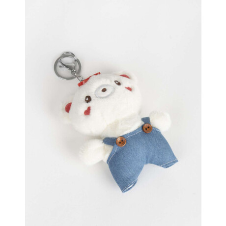 Llavero Y Charm De Peluche De Osito Blanco Crema