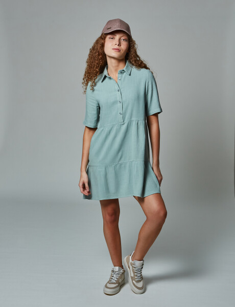 Vestido lino verde musgo