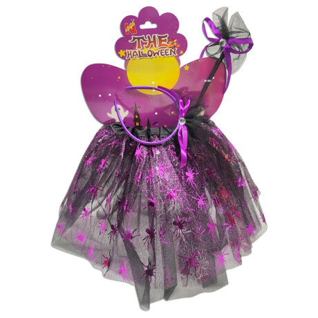 Disfraz Infantil de Bruja con Tiara y Varita 3 Pzs HE0181 001