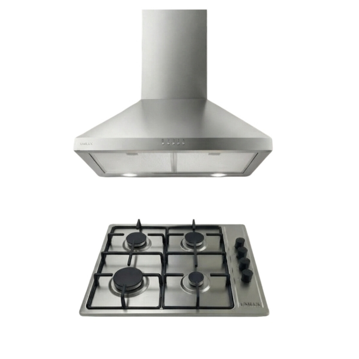 Pack De Campana Extractora Aeris 60CM + Anafe a Gas Vulcano Quad 4 Acero Inoxidable 