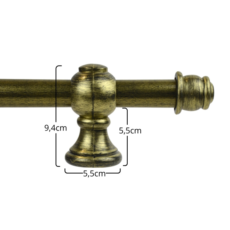 Barrote cortina metal EuroClassic 2,0m + 2 soportes ORO VIEJO