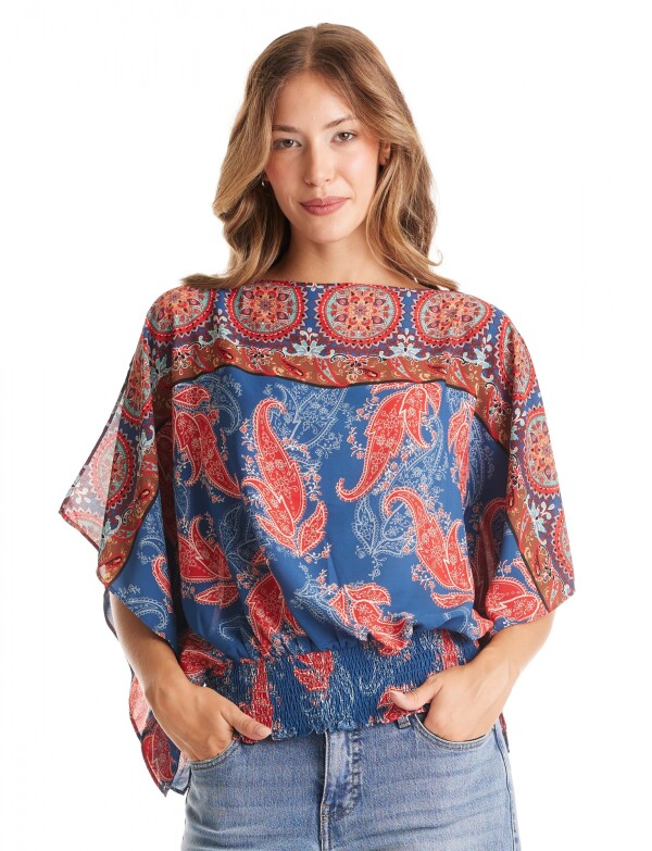 Blusa Dolman Printed AZUL/MULTI