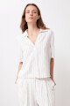 Blusa de lino rayada blanco