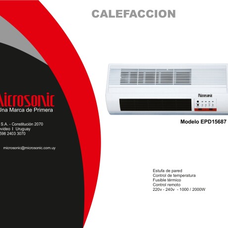 Convector de pared con control remoto Convector de pared con control remoto