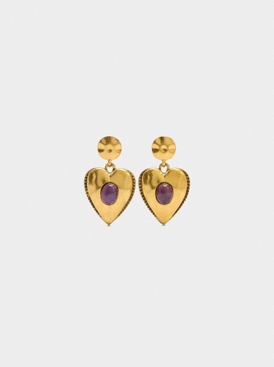 Pendientes Corazón Con Piedra - verde 