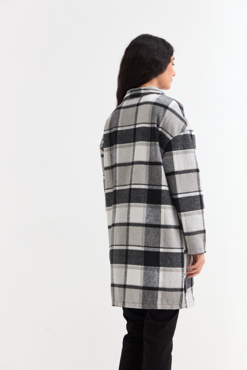 Tapado liviano de paño a cuadros NEGRO