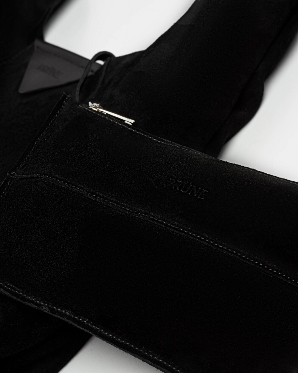 Cartera al Hombro The Shopping En Cuero Gamuza Negro