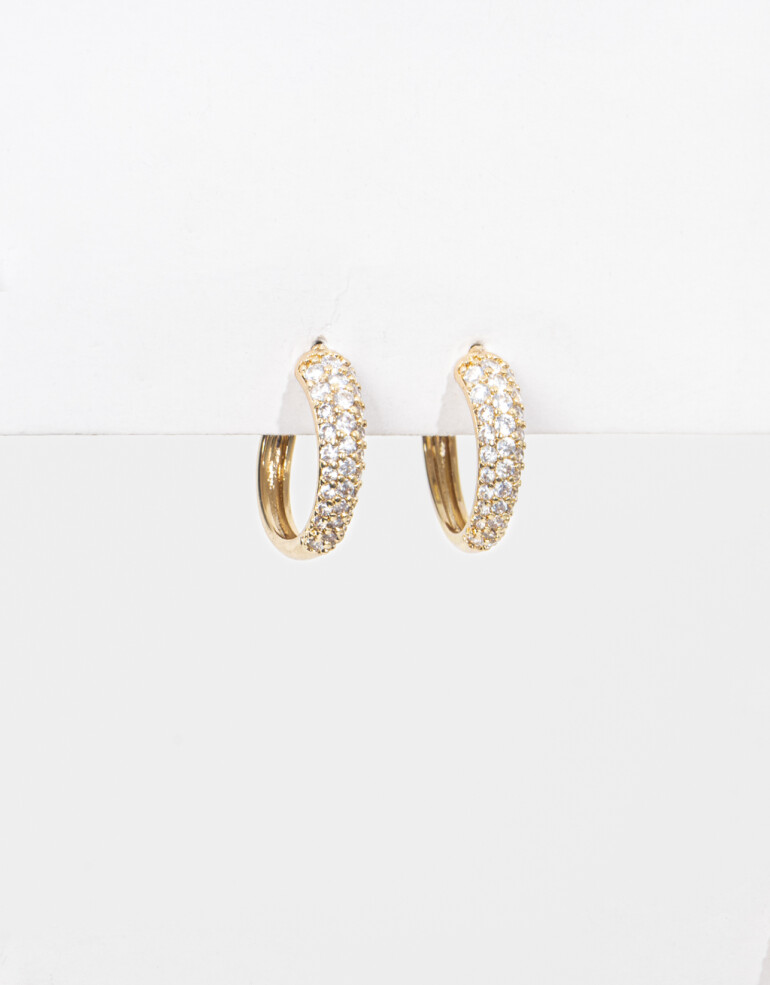 Aros Argollas Strass Aros Argolla Con Cubic Zirconia - Dorado