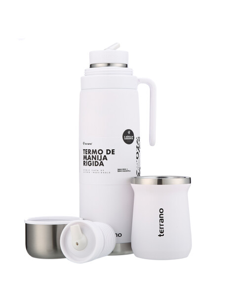 Termo Manija Rigida + Mate Acero inox. Blanco