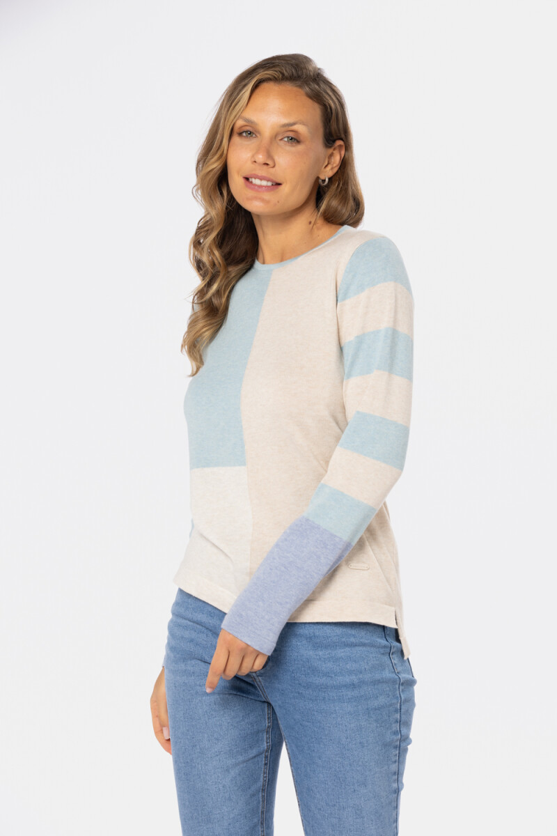 BUZO TEJIDO RAYADO - Beige 