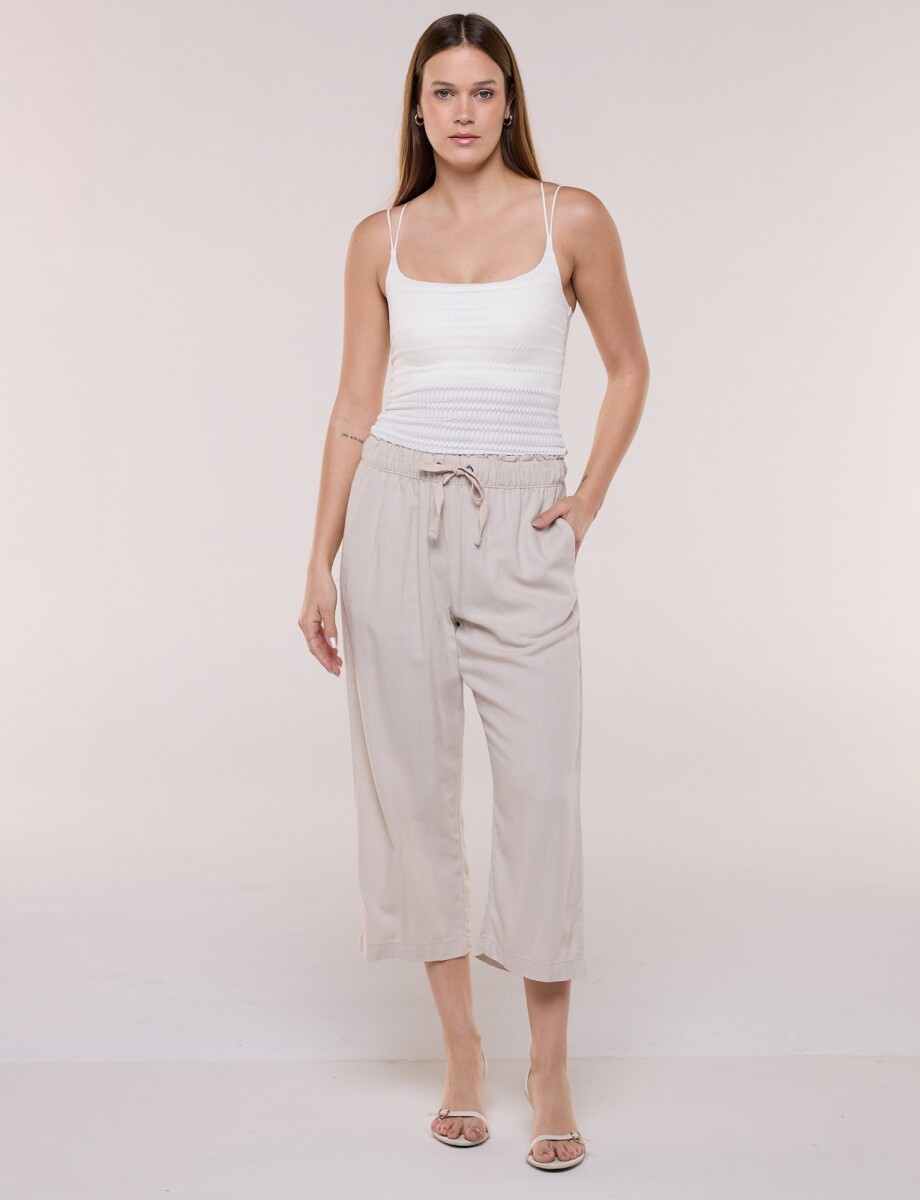 Capri Pull On Lino Con Cordón Ajustable - Beige 