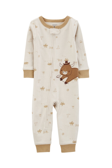Pijama una pieza de algodón, estampa toro Pijama una pieza de algodón, estampa toro