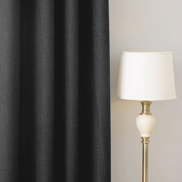 Cortina 100% Blackout 2Paños 140x220 Textura Lino Doble Faz Variante Color Gris Oscuro
